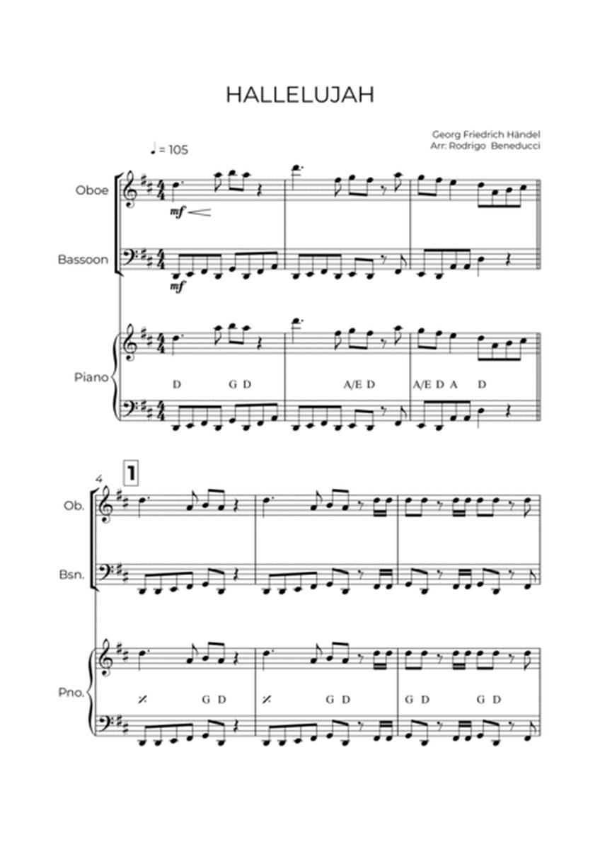 HALLELUJAH - HANDEL - WIND PIANO TRIO (OBOE, BASSOON & PIANO) image number null