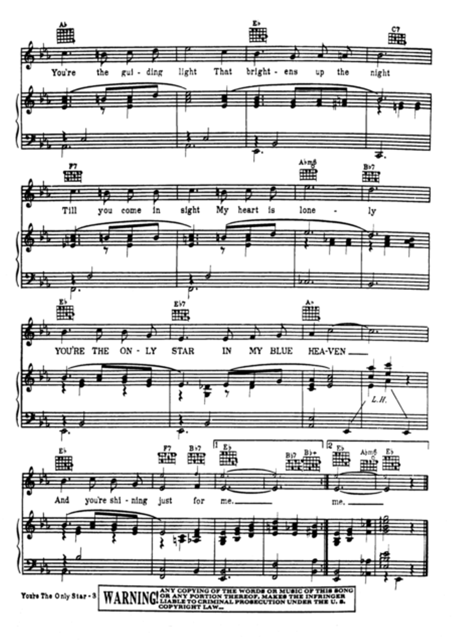 You're The Only Star (In My Blue Heaven) Voice scores gallery preview page 4