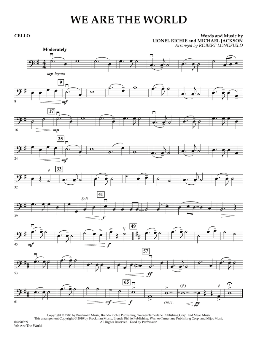 We Are The World - Cello Orchestra scores gallery preview page 1