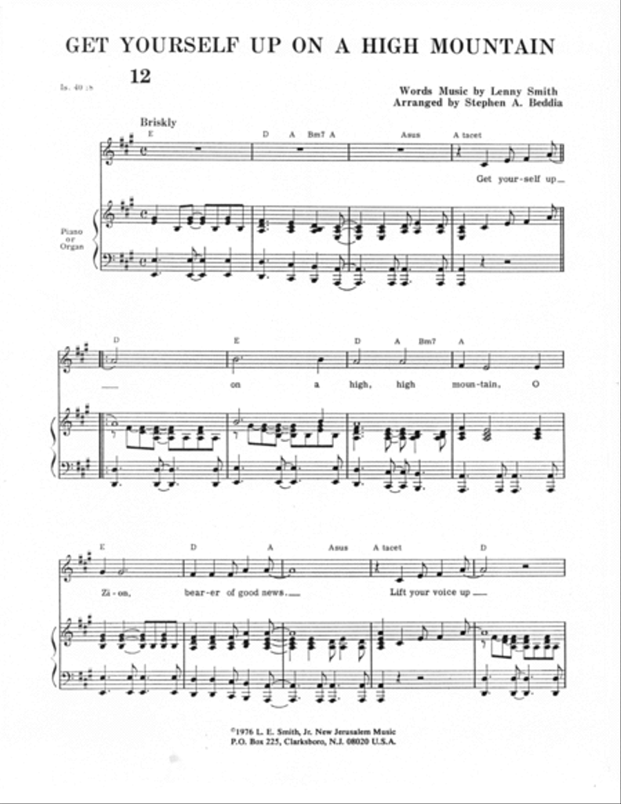 Get Yourself Up On A High Mountain Unison Choir scores gallery preview page 1