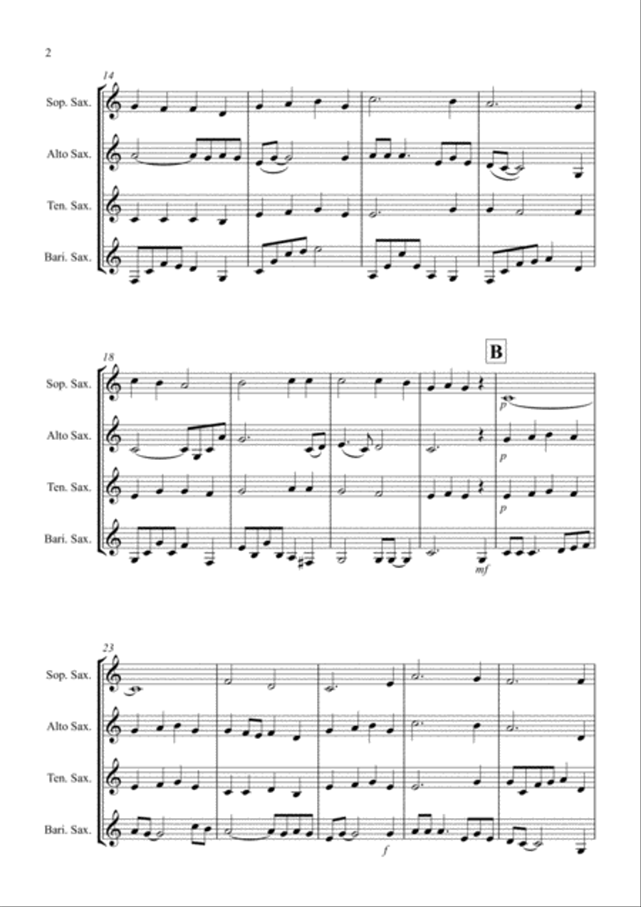 Shenandoah for Saxophone Quartet Saxophone Quartet scores gallery preview page 2