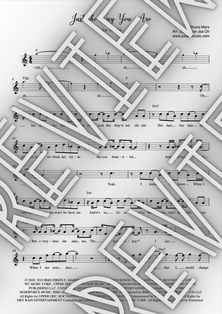 Just The Way You Are Violin Solo scores gallery preview page 1