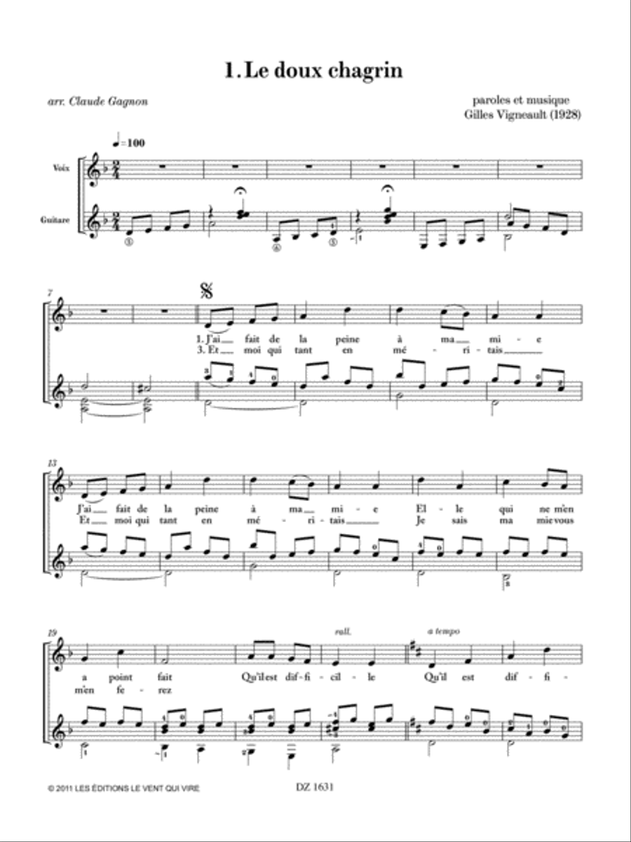 3 chansons Classical Guitar scores gallery preview page 3