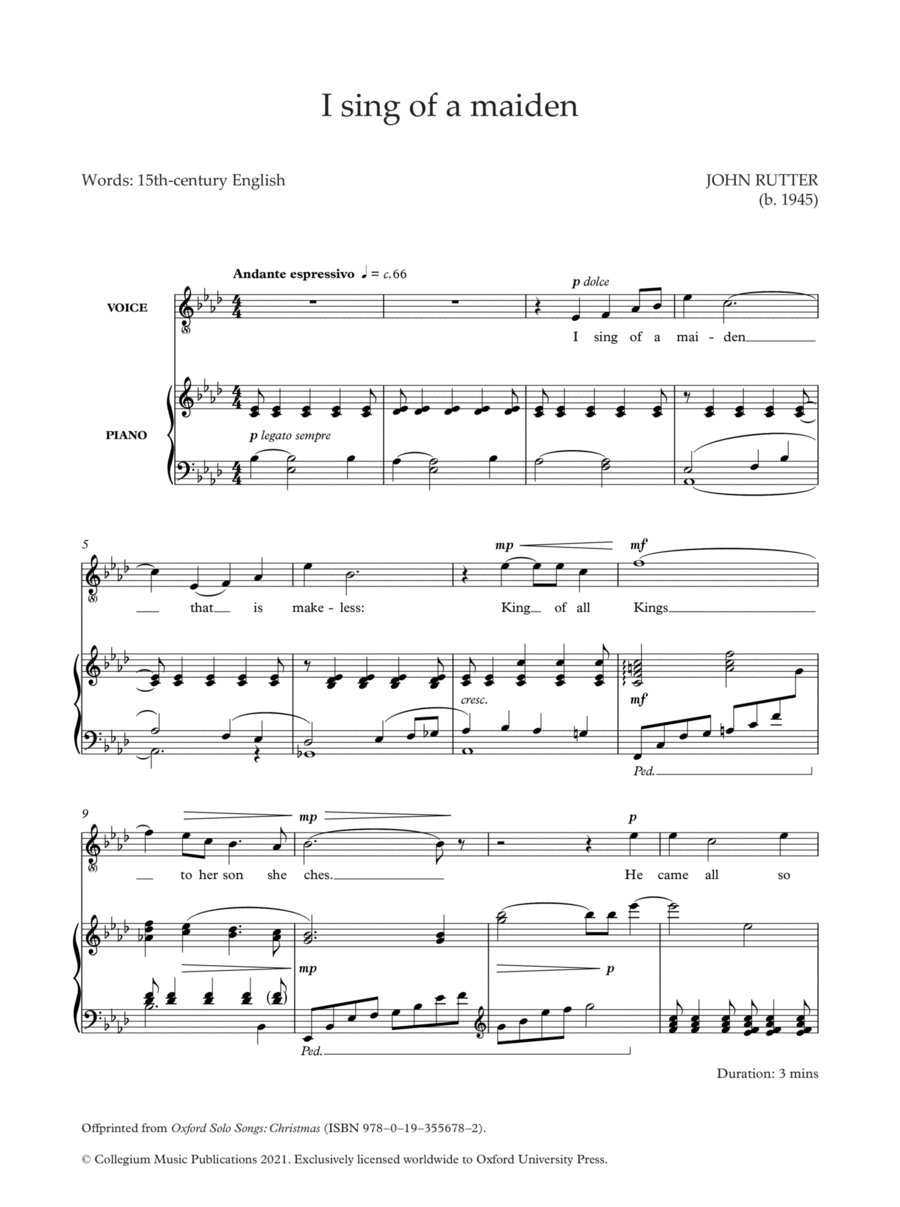 I sing of a maiden High Voice scores gallery preview page 1