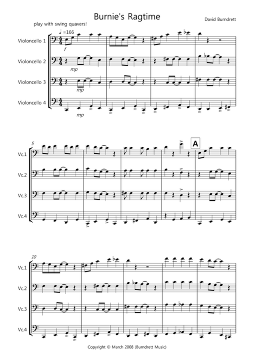 Burnie's Ragtime for Cello Quartet image number null