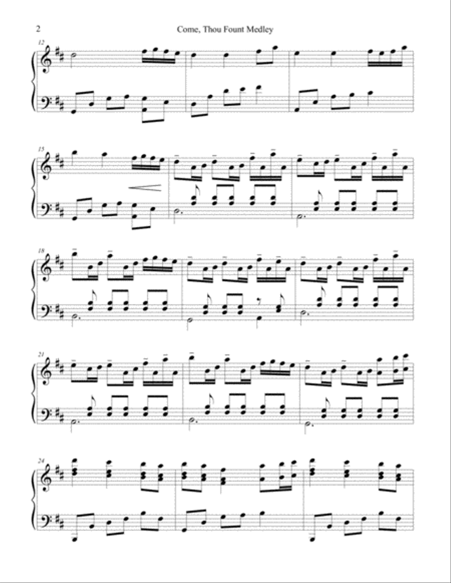 Come, Thou Fount of Every Blessing - Hymn Medley Piano Solo scores gallery preview page 2