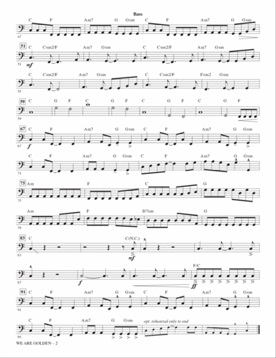 We Are Golden (arr. Alan Billingsley) - Bass Choir scores gallery preview page 2