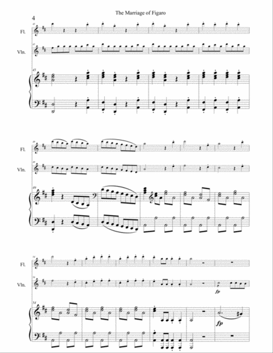 Mozart The Marriage of Figaro Symphony for Flute Violin and Piano Mozart The Marriage of Figaro Symphony for Flute Violin and Piano Small Ensemble scores gallery preview page 5
