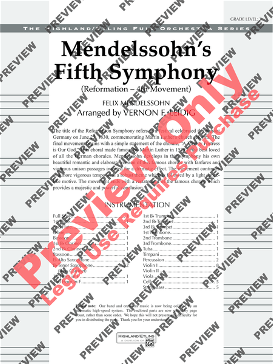 Mendelssohn's 5th Symphony Reformation, 4th Movement Full Orchestra scores gallery preview page 2