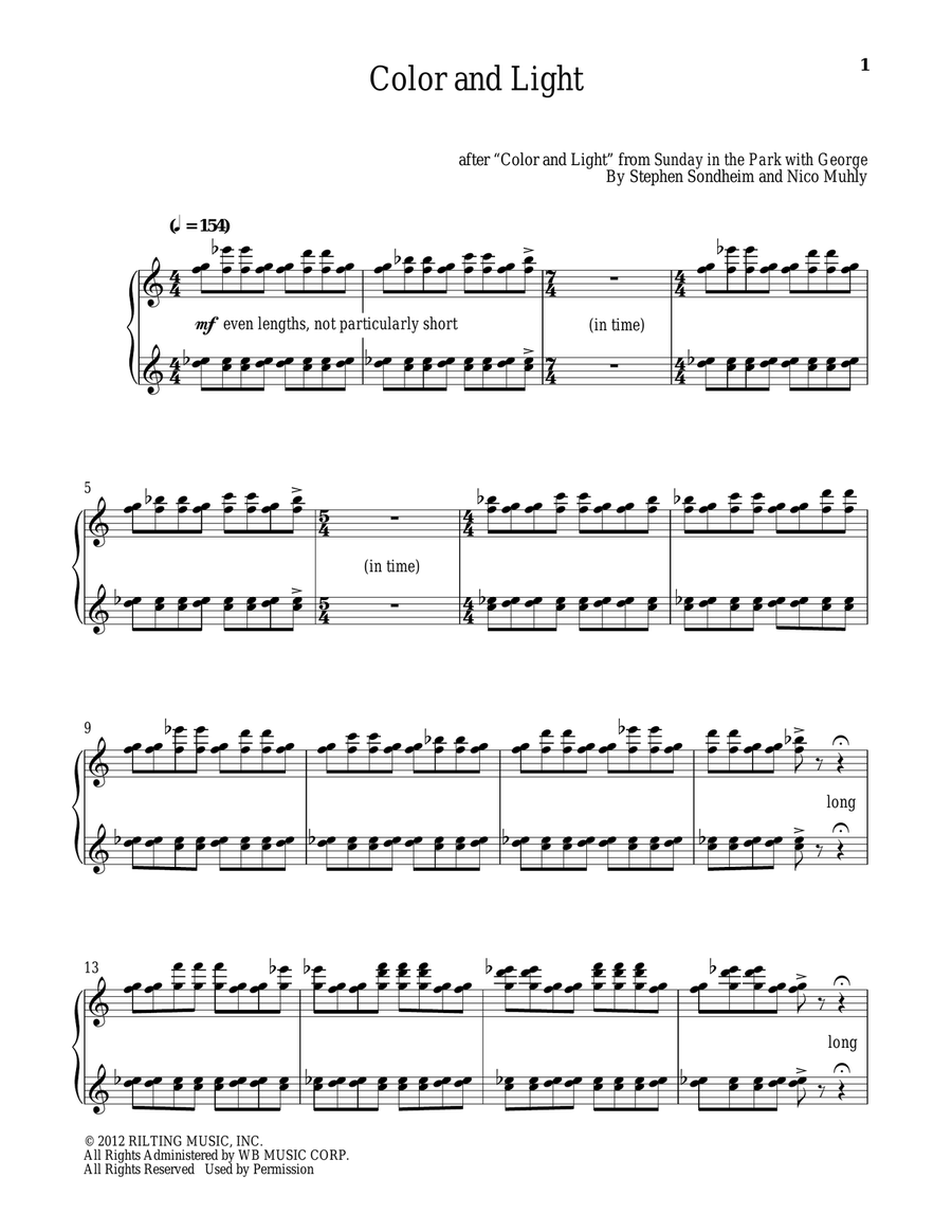Color And Light Piano Solo scores gallery preview page 1