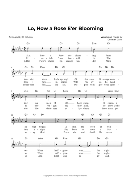 Lo, How a Rose E'er Blooming (Key of G-Flat Major) image number null