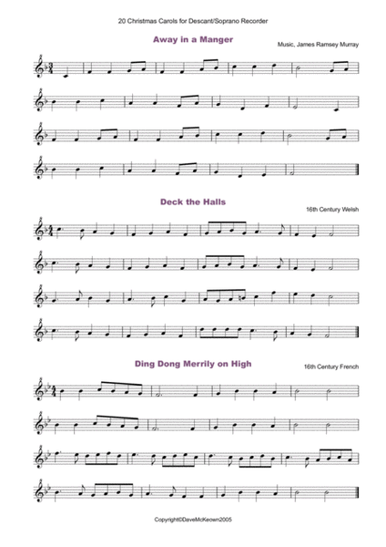 20 Favourite Christmas Carols for solo Recorder and Piano image number null