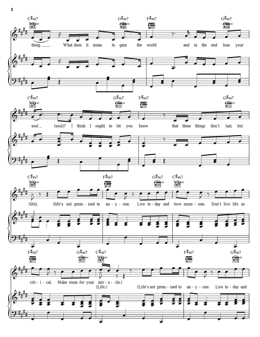 Life Is Not Promised Piano, Vocal, Guitar scores gallery preview page 2