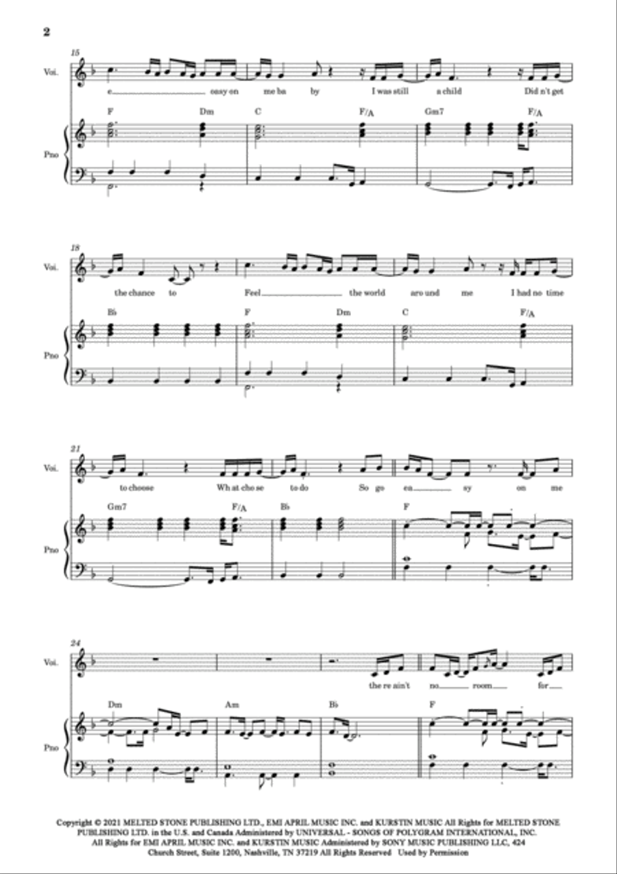 Easy On Me Piano, Vocal, Guitar scores gallery preview page 4