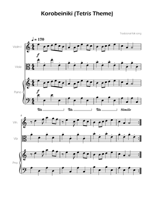 Tetris Theme for Violin and Viola