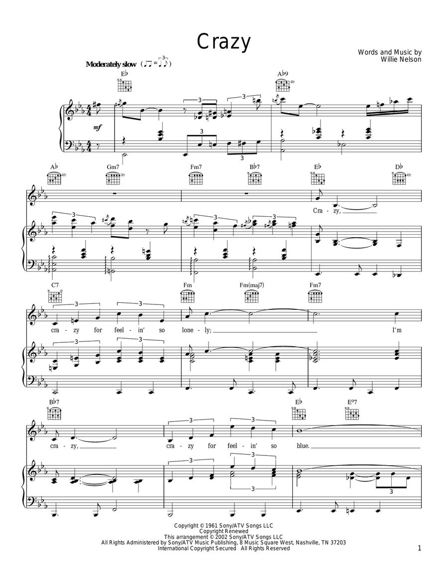 Crazy Piano, Vocal, Guitar scores gallery preview page 1