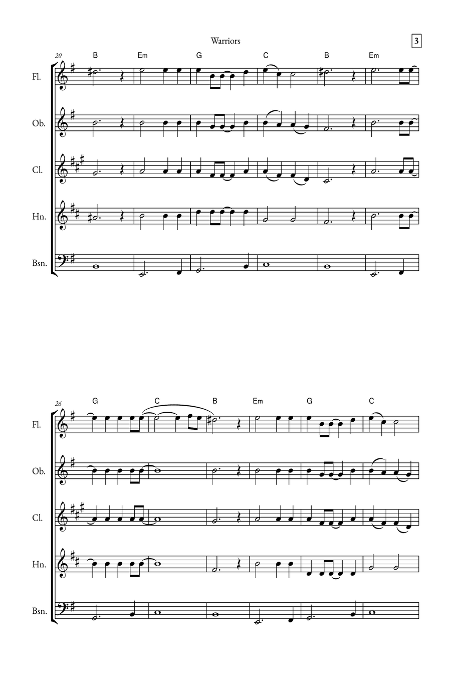 Warriors Woodwind Quintet scores gallery preview page 3
