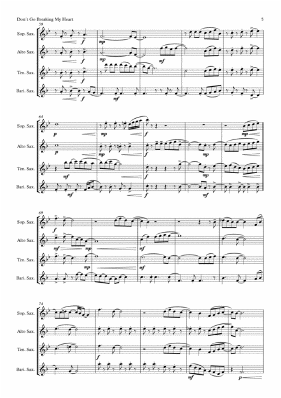 Don't Go Breaking My Heart Small Ensemble scores gallery preview page 5