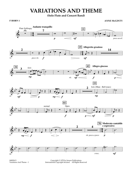 Variations And Theme (for Flute Solo And Band) - F Horn 1
