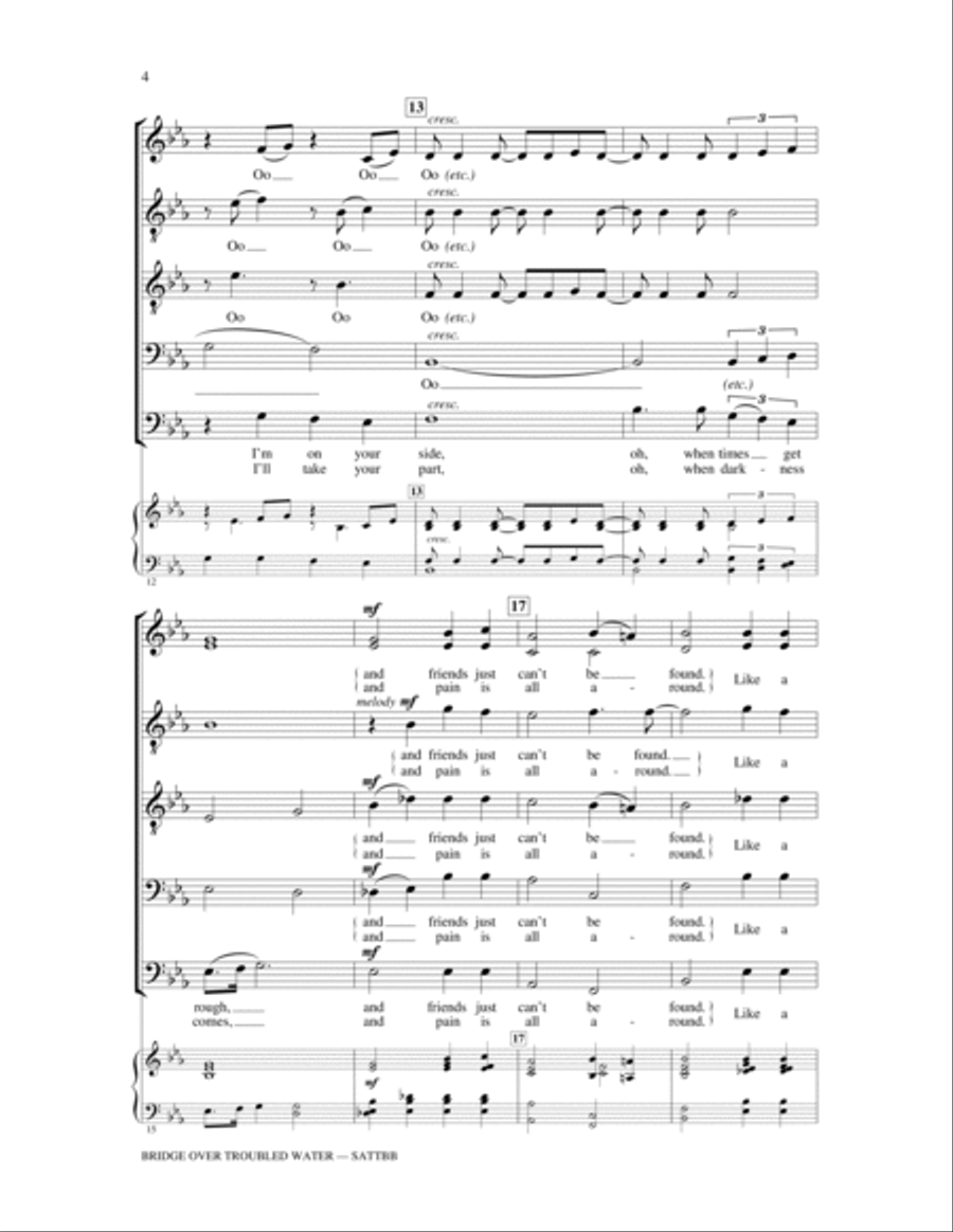 Bridge Over Troubled Water 4-Part scores gallery preview page 3