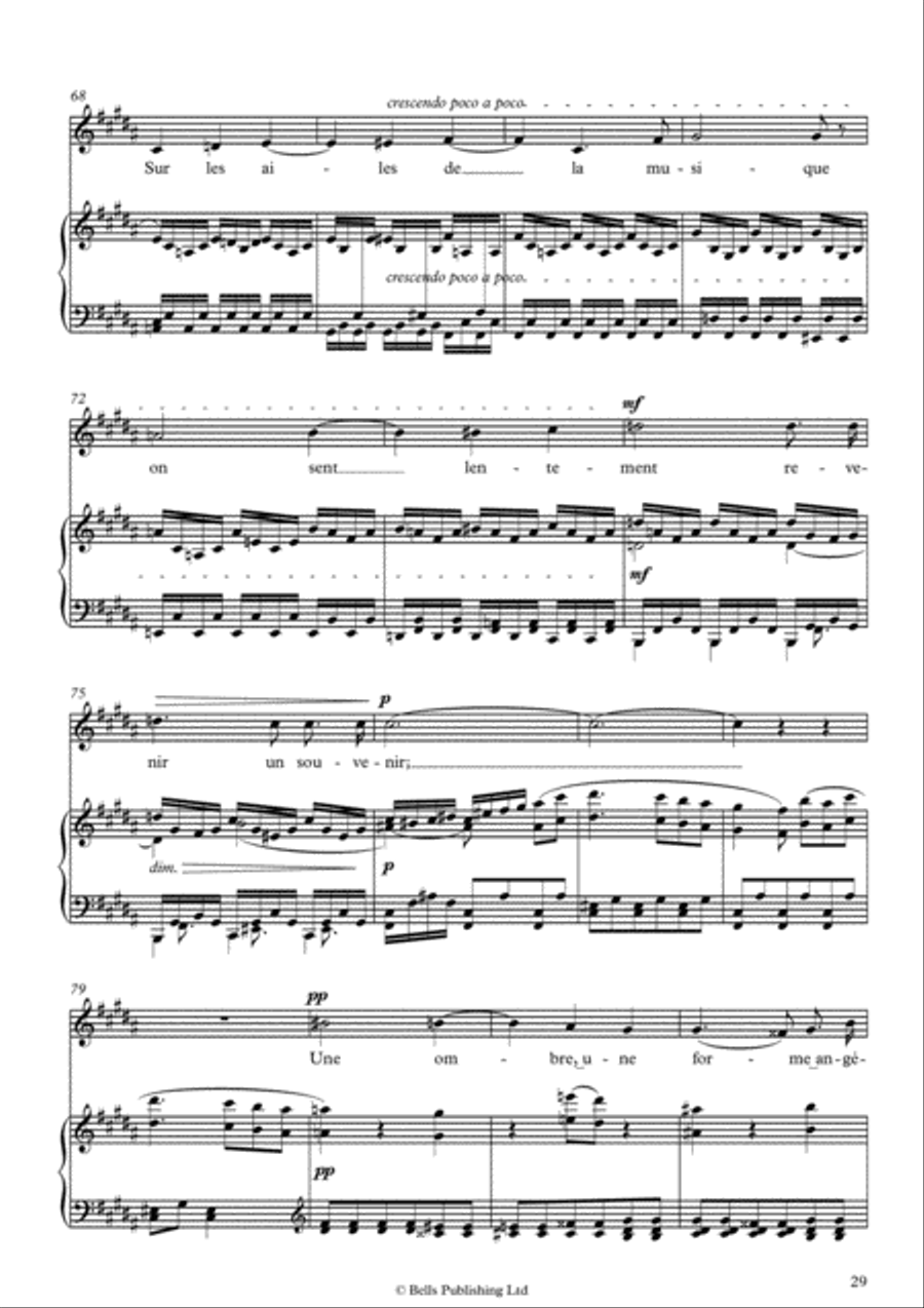 Au cimetiere (Clair de lune), Op. 7 No. 5 (B Major) Voice Solo scores gallery preview page 4