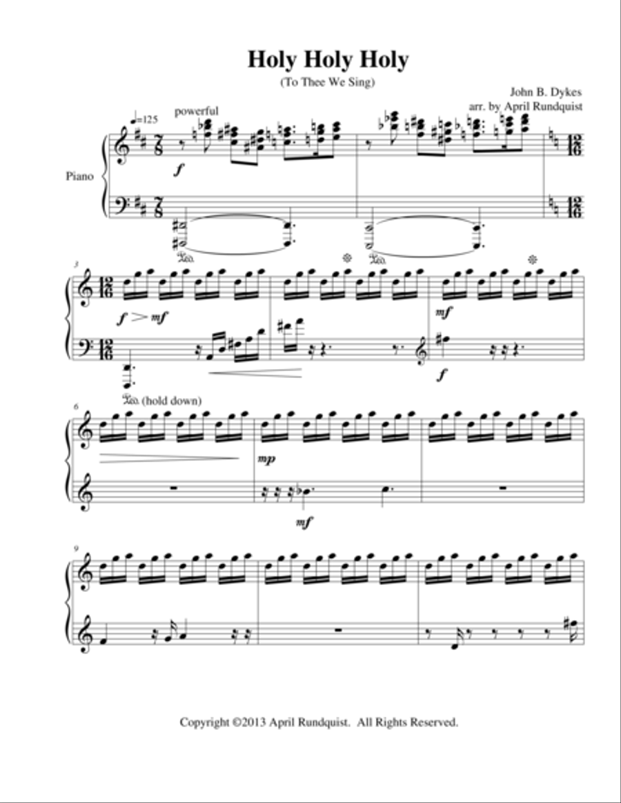 Holy Holy Holy (To Thee We Sing) Piano Solo scores gallery preview page 1