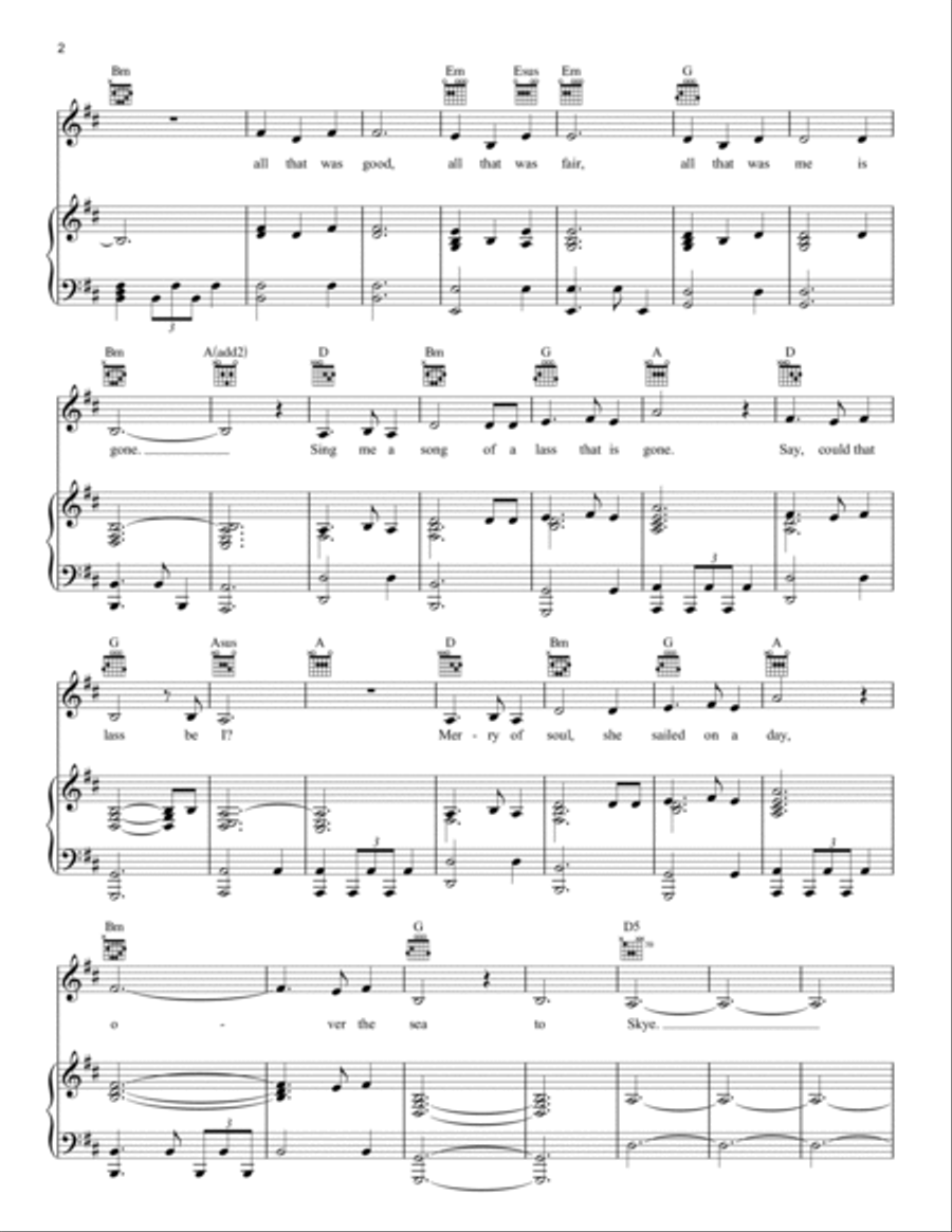 The Skye Boat Song (from Outlander) Piano, Vocal, Guitar scores gallery preview page 2