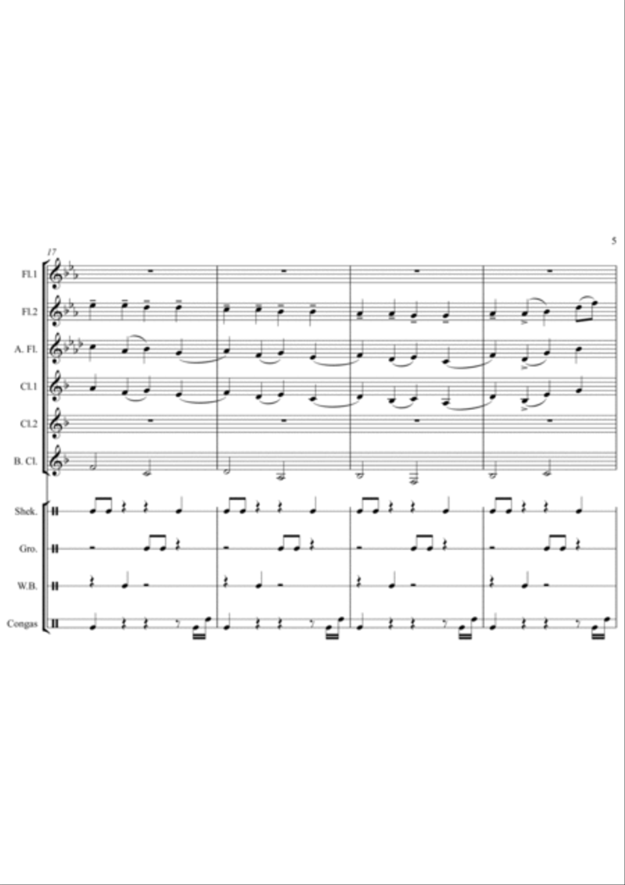 Pachelbel's Cannon - for Flute, Clarinet & Percussion Small Ensemble scores gallery preview page 5