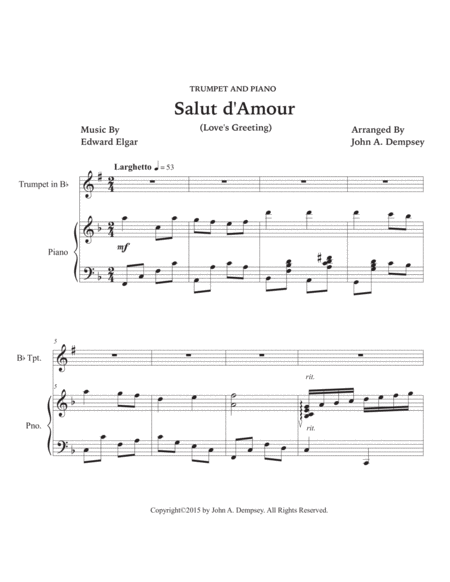 Salut d'Amour (Love's Greeting): Trumpet and Piano image number null