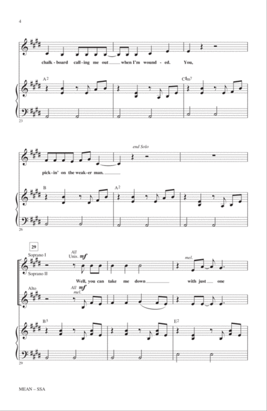 Mean (arr. Roger Emerson) SSA scores gallery preview page 3