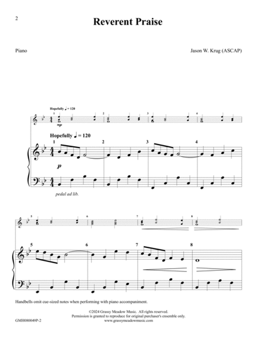 Reverent Praise– piano accompaniment to 8 bell version image number null