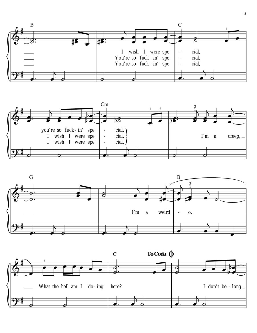 Creep Easy Piano scores gallery preview page 3