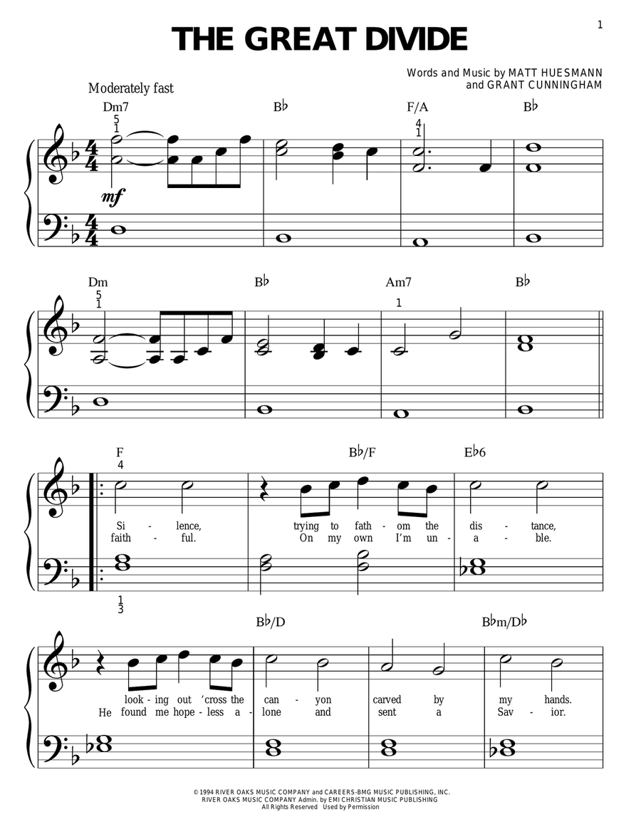 The Great Divide The Great Divide Easy Piano scores gallery preview page 1