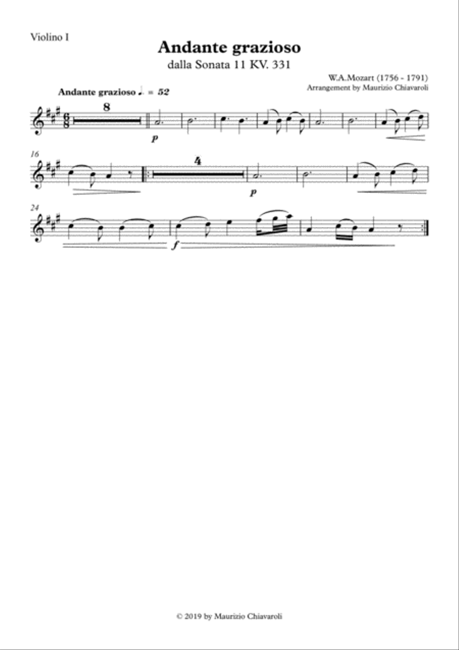 Andante grazioso ( dalla Sonata 11 KV. 331 ) String Orchestra scores gallery preview page 4