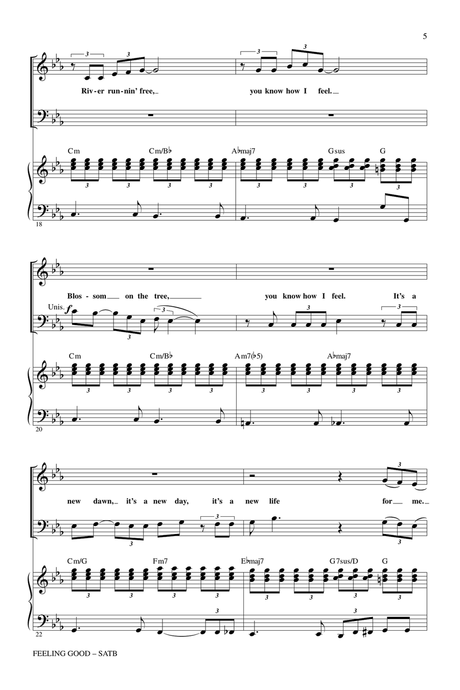 Feeling Good (arr. Alan Billingsley) 4-Part scores gallery preview page 4