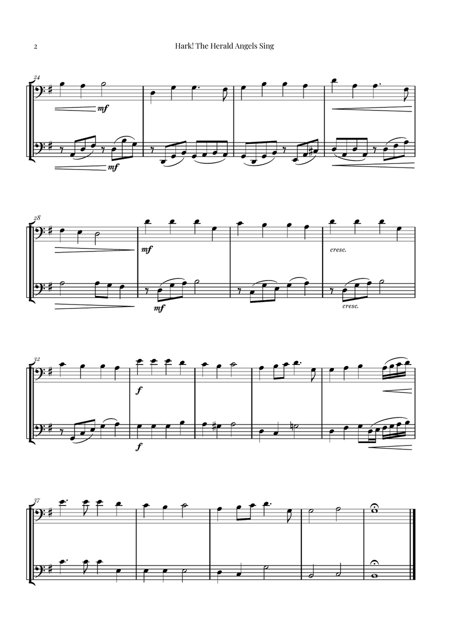 Hark! The Herald Angels Sing - Christmas Carol Duet String Duet scores gallery preview page 2