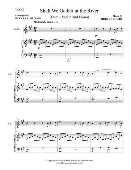 SHALL WE GATHER AT THE RIVER (Duet – Violin & Piano with Score/Part) image number null