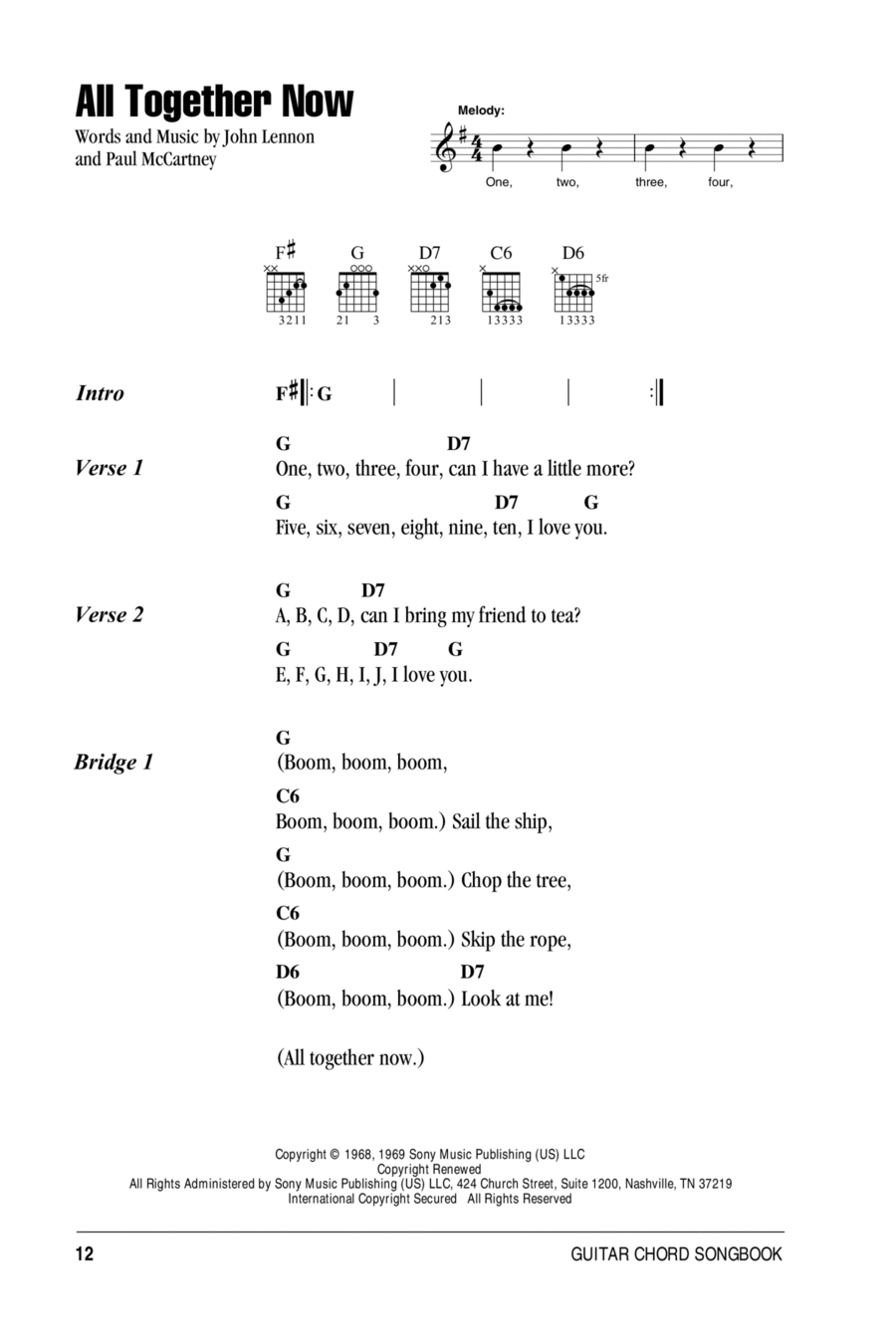All Together Now All Together Now Acoustic Guitar scores gallery preview page 1