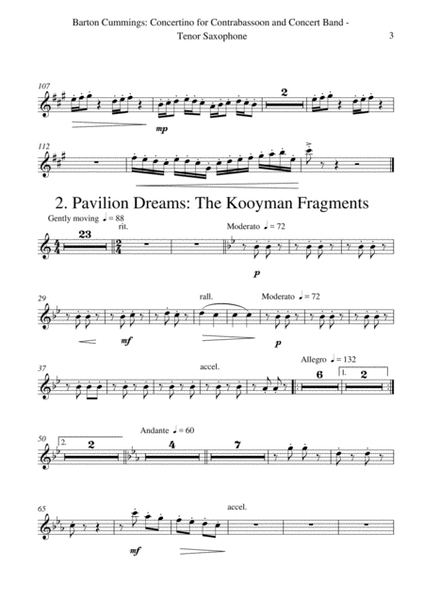 Barton Cummings: Concertino for contrabassoon and concert band, tenor saxophone part