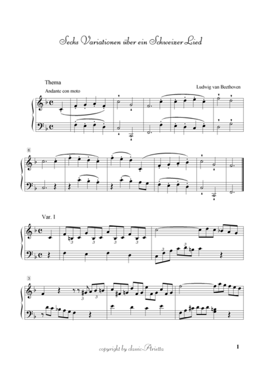 Six Variations on a Swiss Song for Piano