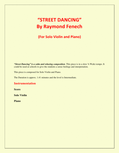 "Street Dancing" - For Solo Violin and Piano image number null