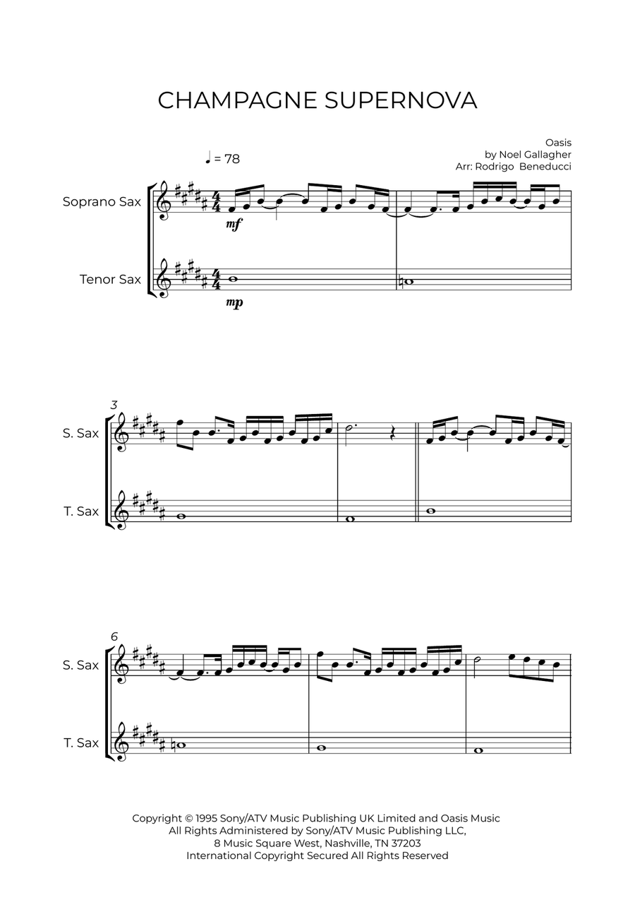 Champagne Supernova Tenor Saxophone scores gallery preview page 2