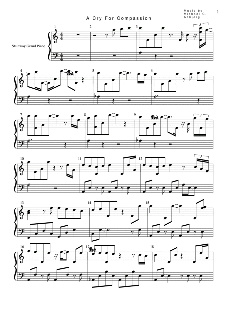 A Cry for Compassion A Cry for Compassion Piano, Vocal, Guitar scores gallery preview page 1