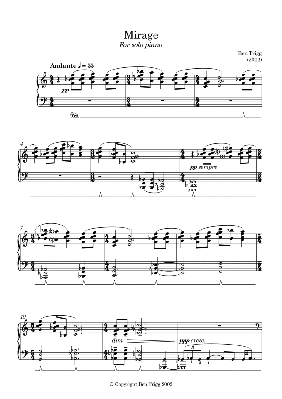 Mirage – for solo piano Mirage – for solo piano Piano Solo scores gallery preview page 1