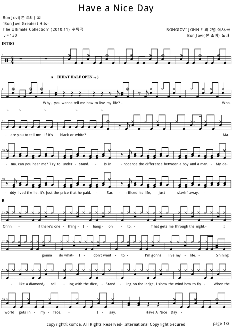 Have A Nice Day Drum Set scores gallery preview page 1