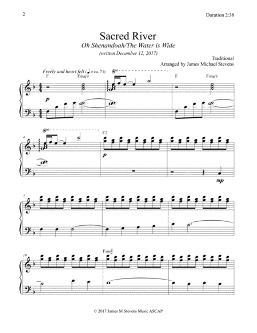Sacred River - Oh Shenandoah/The Water is Wide Piano Solo scores gallery preview page 2