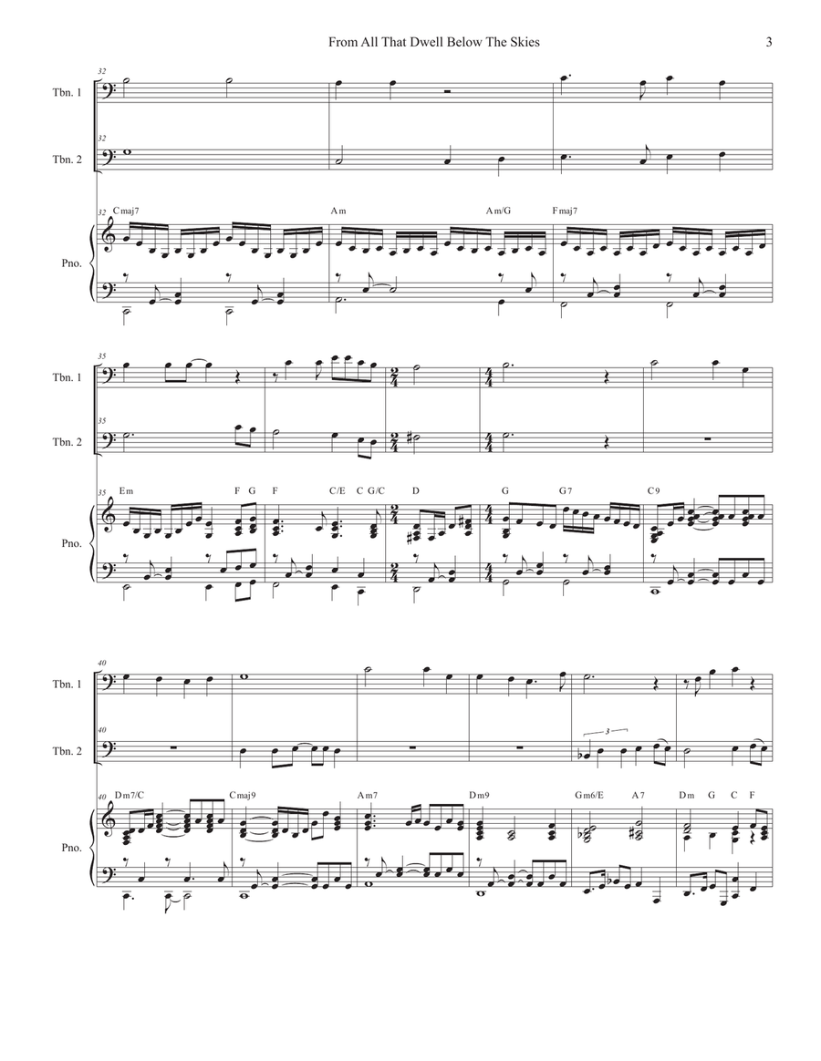 From All That Dwell Below The Skies (Trombone Duet) Trombone Duet scores gallery preview page 3