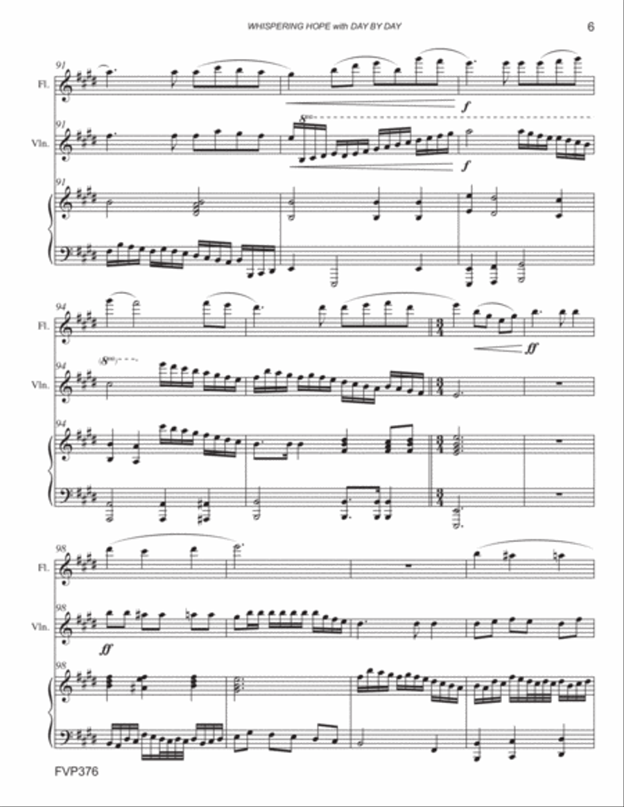 WHISPERING HOPE/DAY BY DAY - FLUTE & VIOLIN with Piano Accompaniment Small Ensemble scores gallery preview page 6