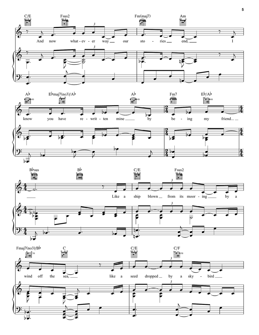 For Good (from Wicked) Piano, Vocal, Guitar scores gallery preview page 5