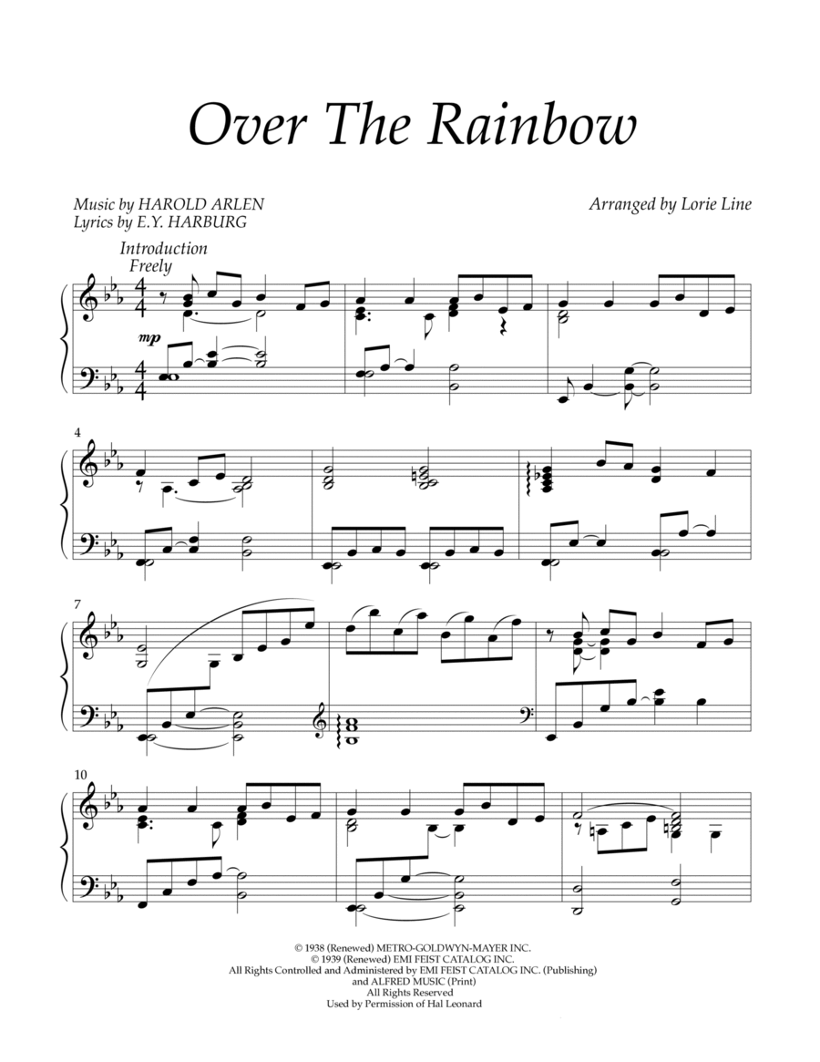 Over The Rainbow Piano Solo scores gallery preview page 1